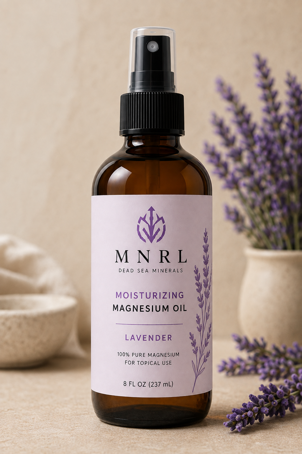 MNRL Moisturizing Magnesium Oil, Lavender, 8 fl oz spray bottle