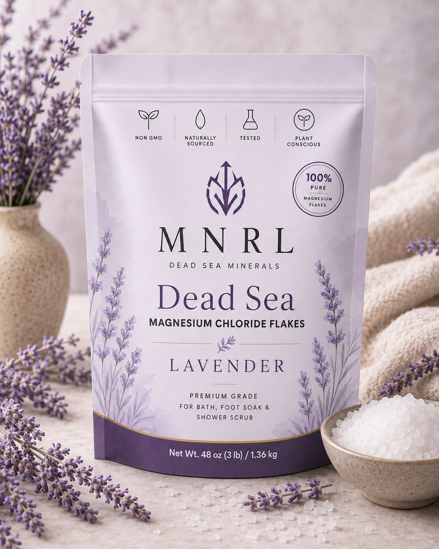 MNRL Dead Sea Magnesium Chloride Flakes, Lavender, 48oz pouch